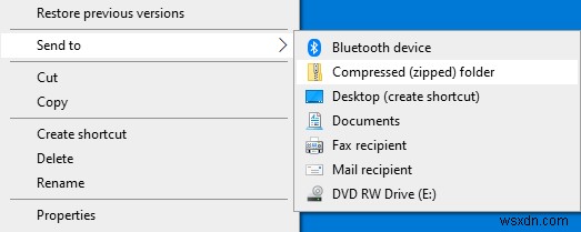 Windows 10-এর মেনুতে পাঠান থেকে সংকুচিত (জিপ করা) ফোল্ডার অনুপস্থিত 