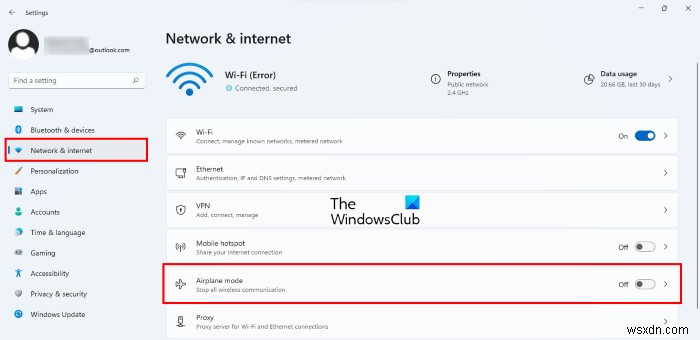 উইন্ডোজ 11/10 এয়ারপ্লেন মোডে আটকে আছে 