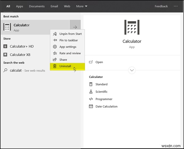 কিভাবে Windows 10 এ ক্যালকুলেটর অ্যাপ আনইনস্টল করবেন 