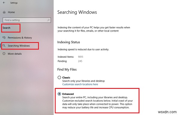 Windows 10 স্টার্ট মেনু সার্চ পুরো পিসি সার্চ করছে না 