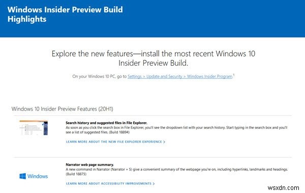 সর্বশেষ উইন্ডোজ 10 ইনসাইডার প্রিভিউ বিল্ড বৈশিষ্ট্যগুলি কোথায় সন্ধান করবেন? 