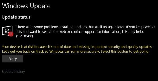 উইন্ডোজ 10 এ উইন্ডোজ আপডেট ত্রুটি 0xc1900403 ঠিক করুন 