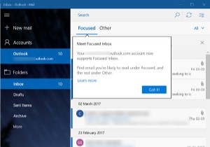 Windows 10-এ মেল অ্যাপে ফোকাসড ইনবক্স বৈশিষ্ট্য সক্ষম বা অক্ষম করুন 