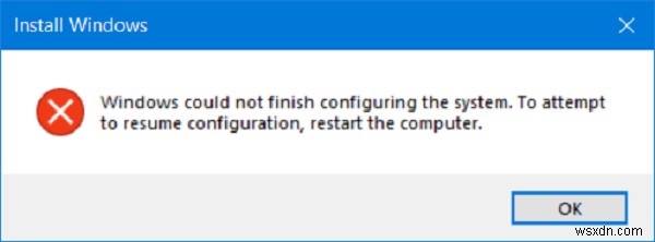 উইন্ডোজ সিস্টেমটি কনফিগার করা শেষ করতে পারেনি 