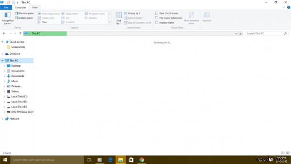 Windows File Explorer  Working on it...  বার্তায় আটকে আছে 