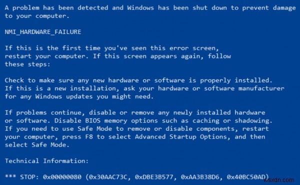 Windows 10/8/7 এ NMI_HARDWARE_FAILURE BSOD ঠিক করুন 