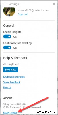 উইন্ডোজ 10 এ Outlook.com এ স্টিকি নোটগুলি কীভাবে রপ্তানি করবেন 
