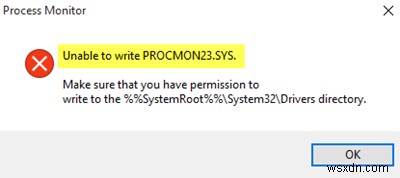 PROCMON23.SYS লিখতে অক্ষম? এখানে ঠিক আছে! 
