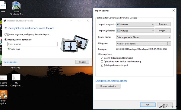 Windows 10 এ ইম্পোর্ট করার সময় ফটোতে ডেট টাইম স্ট্যাম্প যোগ করুন 