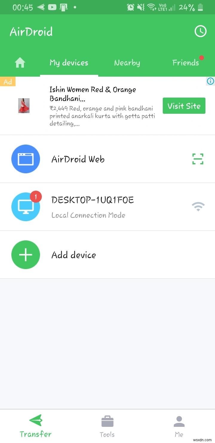 AirDroid ফাইল ট্রান্সফারের মাধ্যমে ফাইল স্থানান্তর করুন 