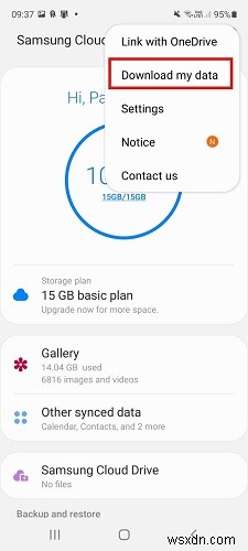 Samsung ক্লাউড থেকে OneDrive-এ যান 