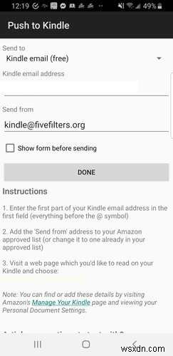 আপনার অ্যান্ড্রয়েড ফোন থেকে আপনার কিন্ডলে ওয়েব নিবন্ধগুলি কীভাবে পাঠাবেন 