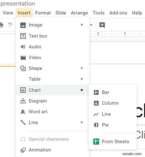 কিভাবে একটি Google স্লাইড উপস্থাপনা একটি চার্ট যোগ করুন 