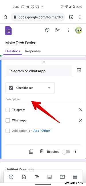 কিভাবে একটি Google ফর্ম প্রশ্ন একটি বিবরণ যোগ করুন 