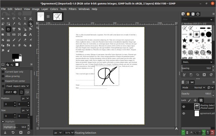 কিভাবে GIMP এর সাথে একটি নথিতে স্বাক্ষর করবেন