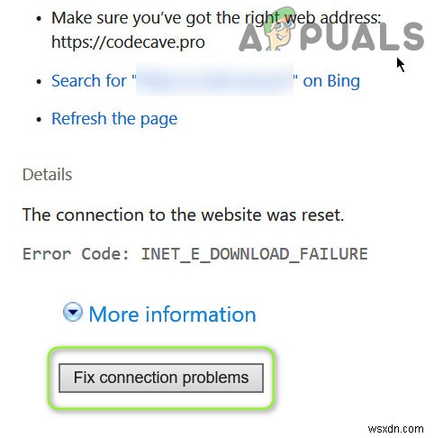 ঠিক করুন:INET_E_DOWNLOAD_FAILURE 