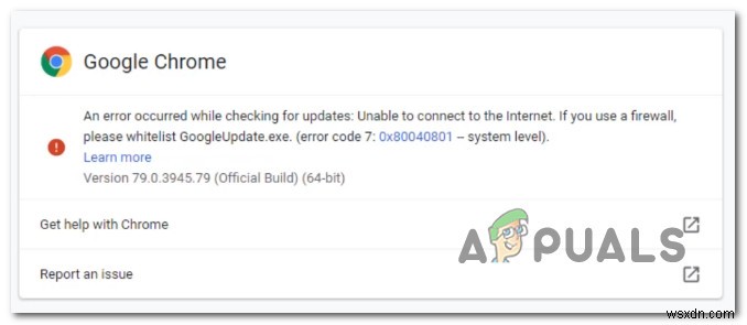 Google Chrome আপডেট ত্রুটি ঠিক করুন (ত্রুটি কোড – 7 :0x80040801) 