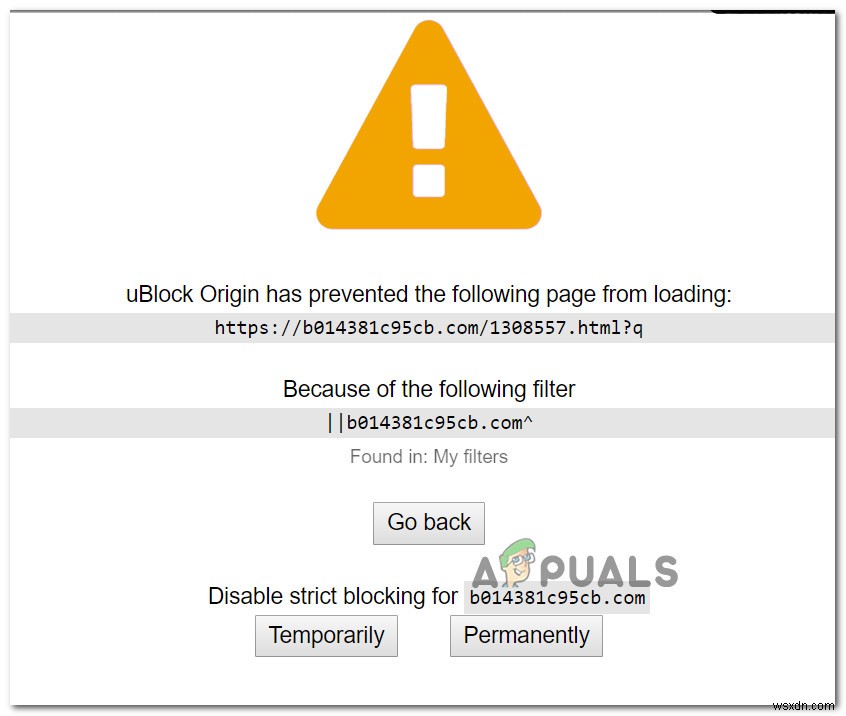 ঠিক করুন:uBlock Origin নিম্নলিখিত পৃষ্ঠাটিকে লোড হতে বাধা দিয়েছে 