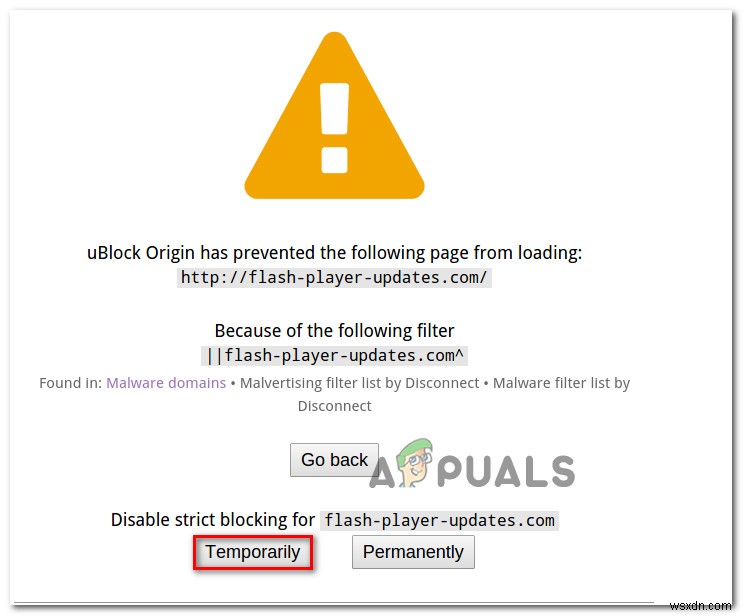 ঠিক করুন:uBlock Origin নিম্নলিখিত পৃষ্ঠাটিকে লোড হতে বাধা দিয়েছে 