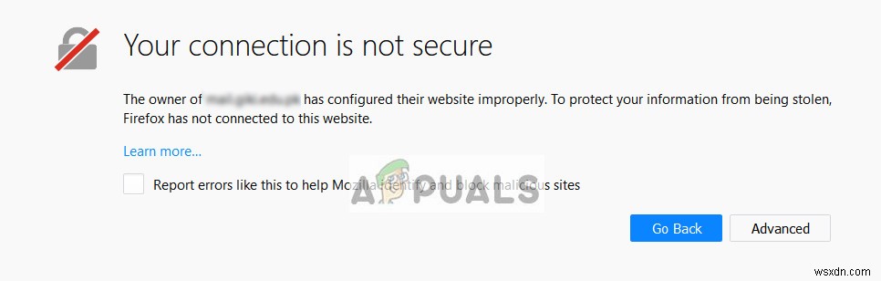 ঠিক করুন:আপনার সংযোগ নিরাপদ Firefox নয় 
