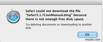 ঠিক করুন:পর্যাপ্ত ডিস্ক স্পেস না থাকায় সাফারি ফাইলটি ডাউনলোড করতে পারেনি 