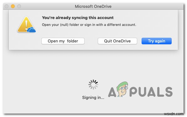 আপনি ইতিমধ্যেই Mac এর জন্য OneDrive-এ এই অ্যাকাউন্টটি সিঙ্ক করছেন৷ 