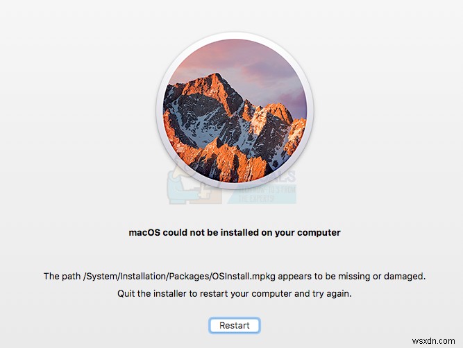 ঠিক করুন:পথ /System/Installation/Packages/OSInstall.mpkg অনুপস্থিত বা ক্ষতিগ্রস্ত বলে মনে হচ্ছে 