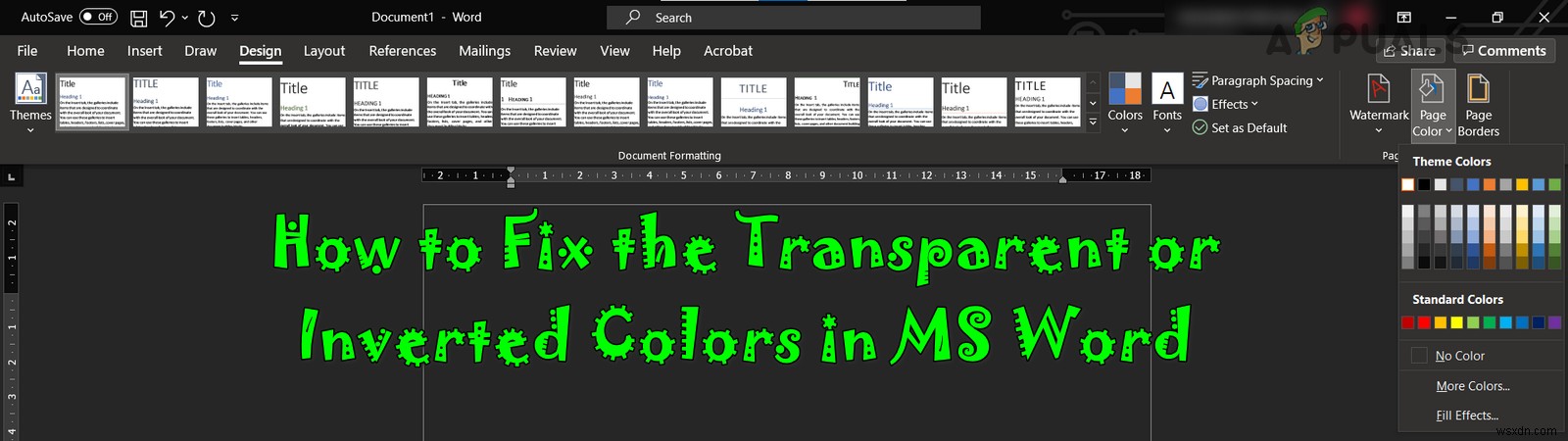 কিভাবে MS Word এ স্বচ্ছ বা উল্টানো রং ঠিক করবেন? 