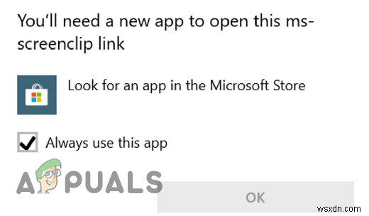 ঠিক করুন:এই MS- Screenclip লিঙ্কটি খুলতে আপনার একটি নতুন অ্যাপের প্রয়োজন হবে 