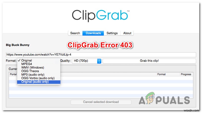 Windows এবং MacOS এ ClipGrab ত্রুটি 403 ঠিক করুন 