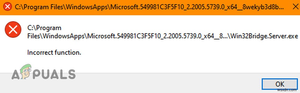 ঠিক করুন:Win32Bridge সার্ভার সমস্যা - ভুল ফাংশন 