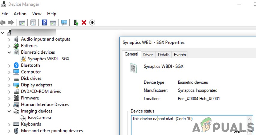ঠিক করুন:Synaptics WBDI (SGX-সক্ষম) ফিঙ্গারপ্রিন্ট রিডার  ডিভাইস শুরু করতে পারে না (কোড 10)  