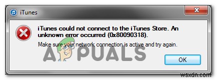 আইটিউনস স্টোর ওয়েবসাইট অ্যাক্সেস করার সময় ত্রুটি কোড 0x80090318 