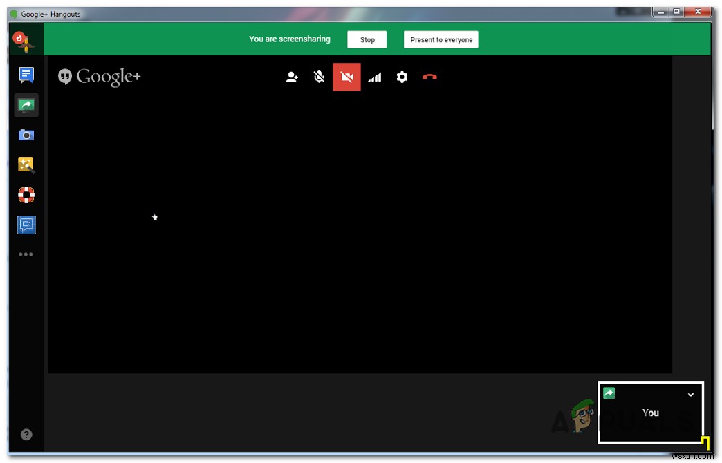 স্ক্রীন শেয়ার করার সময় Google Hangouts কালো স্ক্রীন 