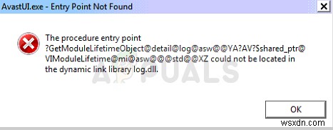 ঠিক করুন: AvastUI.exe  এন্ট্রি পয়েন্ট পাওয়া যায়নি 