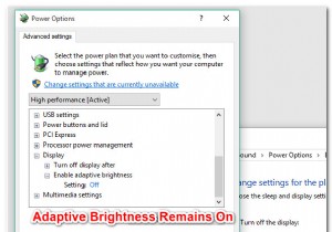 ঠিক করুন:Windows 10 অভিযোজিত উজ্জ্বলতা বন্ধ হবে না 