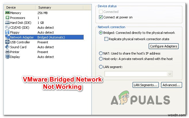 ঠিক করুন:VMware ব্রিজড নেটওয়ার্ক কাজ করছে না 