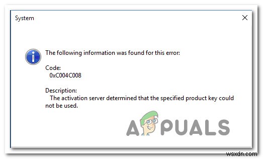 ঠিক করুন:উইন্ডোজ অ্যাক্টিভেশন ত্রুটি কোড 0xC004C008 