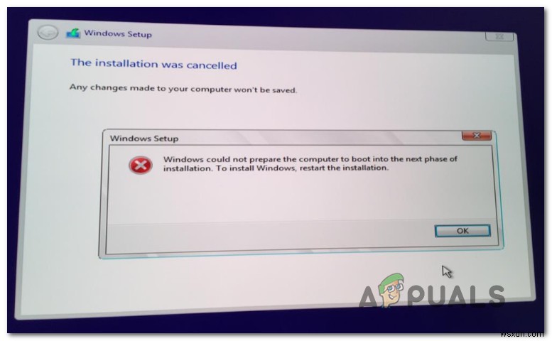 ঠিক করুন:উইন্ডোজ ইনস্টলেশনের পরবর্তী পর্যায়ে বুট করার জন্য কম্পিউটার প্রস্তুত করতে পারেনি 