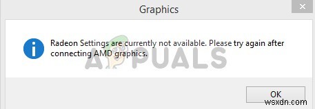 ঠিক করুন:Radeon সেটিংস বর্তমানে উপলব্ধ নয় 