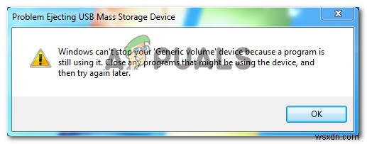 ঠিক করুন:উইন্ডোজ আপনার জেনেরিক ভলিউম ডিভাইস বন্ধ করতে পারে না 
