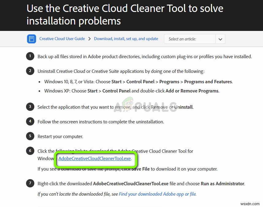 ঠিক করুন:Adobe Creative Cloud আনইনস্টল করা যাবে না 