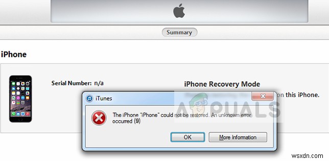 ঠিক করুন:আইটিউনস অজানা পুনরুদ্ধার ত্রুটি 9 