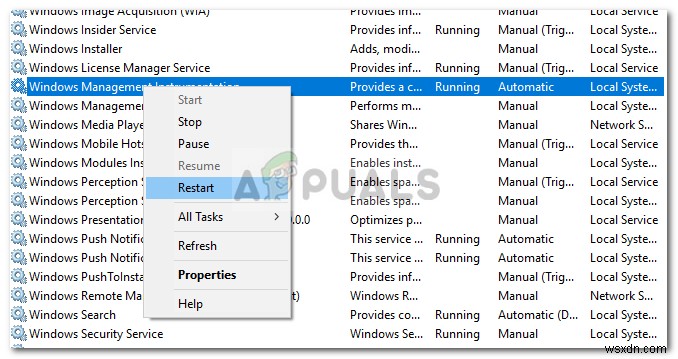 ঠিক করুন:Windows 10 এ WMI প্রদানকারীর সাথে সংযোগ করা যাবে না 