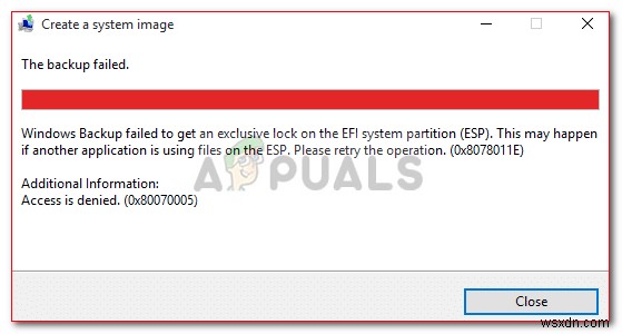 ঠিক করুন:ESP-এ একটি এক্সক্লুসিভ লক পেতে উইন্ডোজ ব্যাকআপ ব্যর্থ হয়েছে 