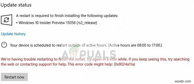 ঠিক করুন:উইন্ডোজ 10 এ উইন্ডোজ আপডেট ত্রুটি 0x8024a11a 