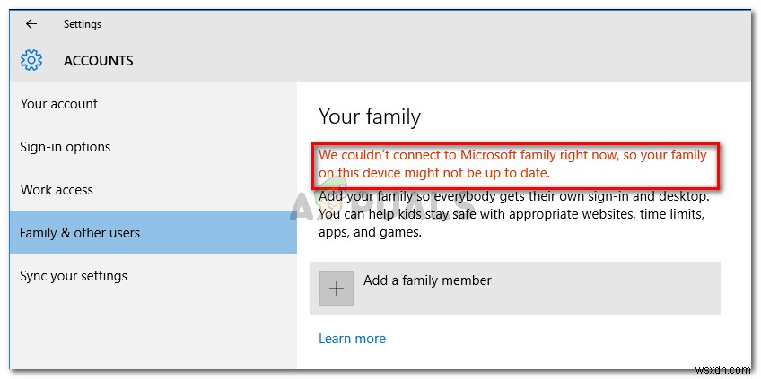 ঠিক করুন:আমরা এখনই Microsoft পরিবারের সাথে সংযোগ করতে পারিনি 
