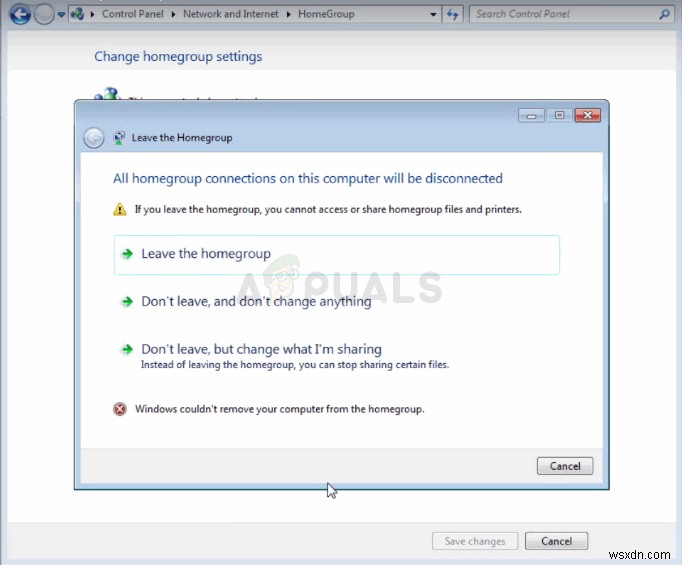 ঠিক করুন:উইন্ডোজ হোমগ্রুপ থেকে আপনার কম্পিউটারকে সরাতে পারেনি 