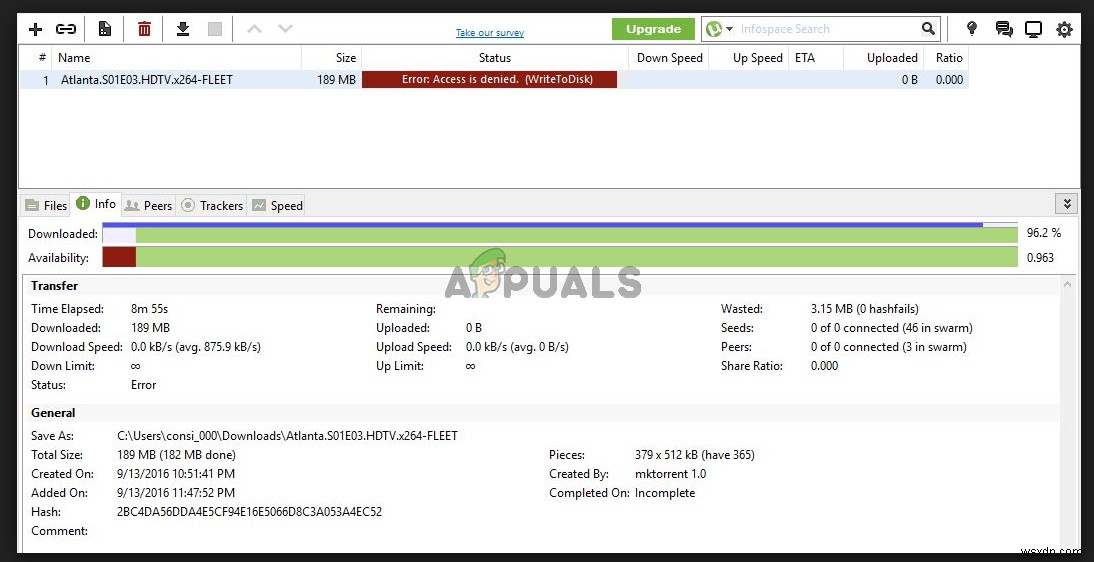 স্থির করুন:uTorrent অ্যাক্সেস অস্বীকার করা হয়েছে