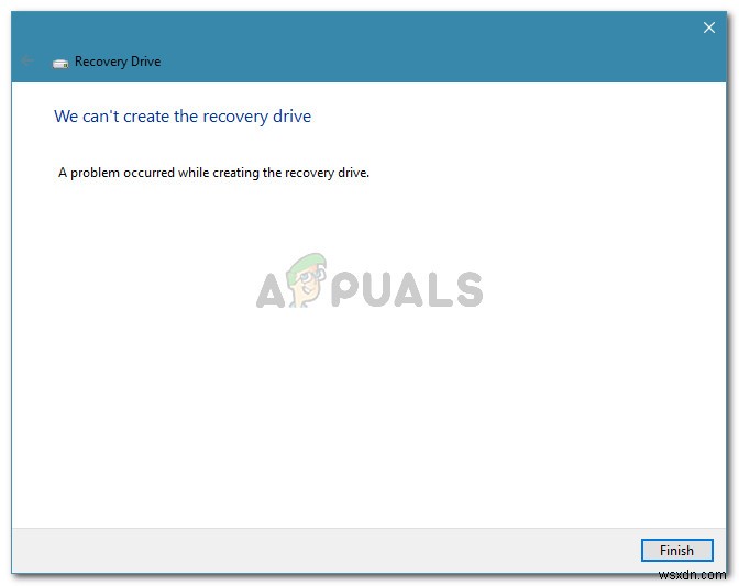 সমাধান:পুনরুদ্ধার ড্রাইভ তৈরি করার সময় একটি সমস্যা হয়েছে 